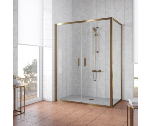 Душевой уголок Vegas Glass Z2P+ZPV, 180 x 100 x 190 см, профиль бронза, стекло прозрачное