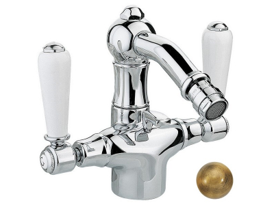 Смеситель Nicolazzi P.M. Blanc 1434BZ78 для биде, ручка белая керамика, гальваническая бронза