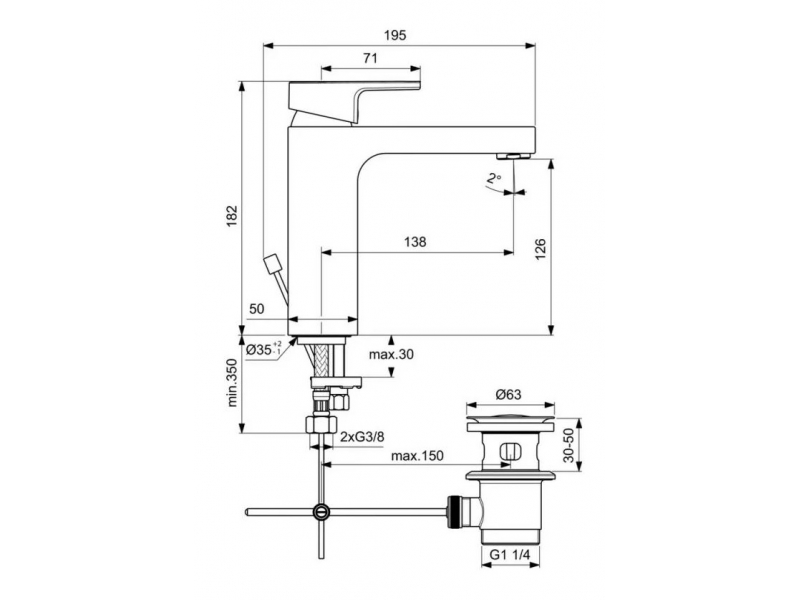 Купить Смеситель Ideal Standard Edge Project Grande для раковины, хром, A7109AA