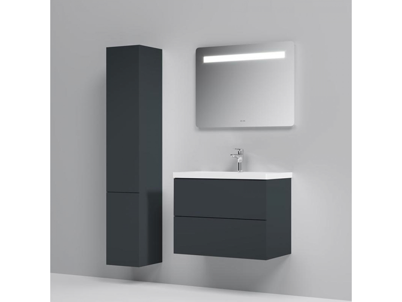 Купить Тумба под раковину Am.Pm Gem M90FHX07522GM, подвесная, 75 см, 2 ящика push-to-open, графит матовый