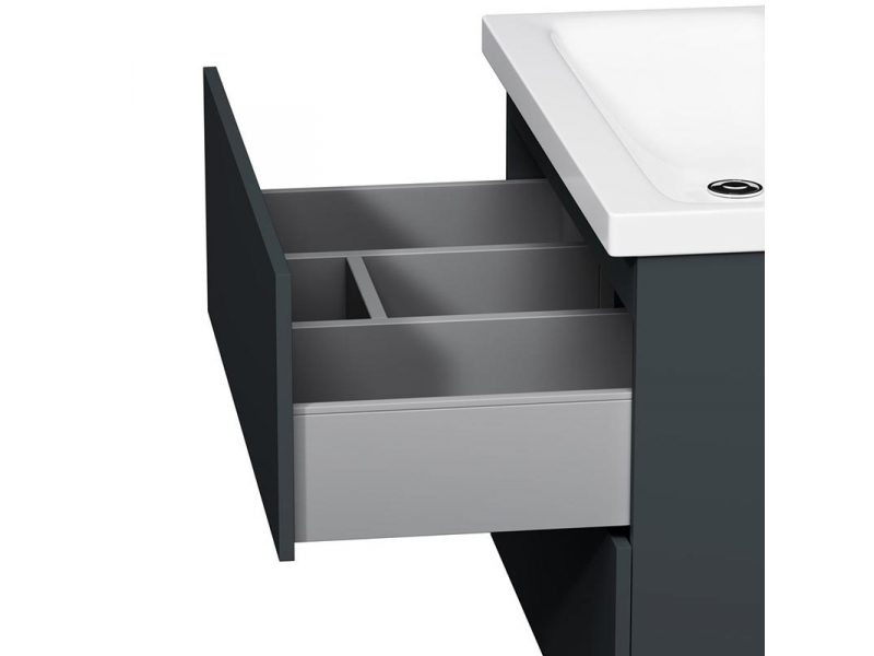 Купить Тумба под раковину Am.Pm Gem M90FHX07522GM, подвесная, 75 см, 2 ящика push-to-open, графит матовый