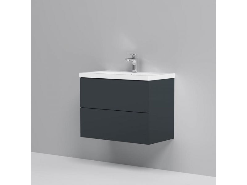 Купить Тумба под раковину Am.Pm Gem M90FHX07522GM, подвесная, 75 см, 2 ящика push-to-open, графит матовый