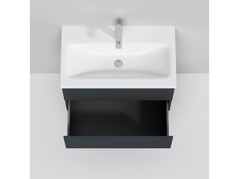 Купить Тумба под раковину Am.Pm Gem M90FHX07522GM, подвесная, 75 см, 2 ящика push-to-open, графит матовый