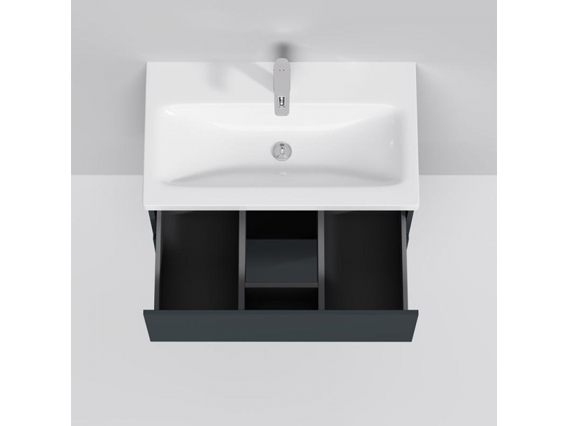 Купить Тумба под раковину Am.Pm Gem M90FHX07522GM, подвесная, 75 см, 2 ящика push-to-open, графит матовый