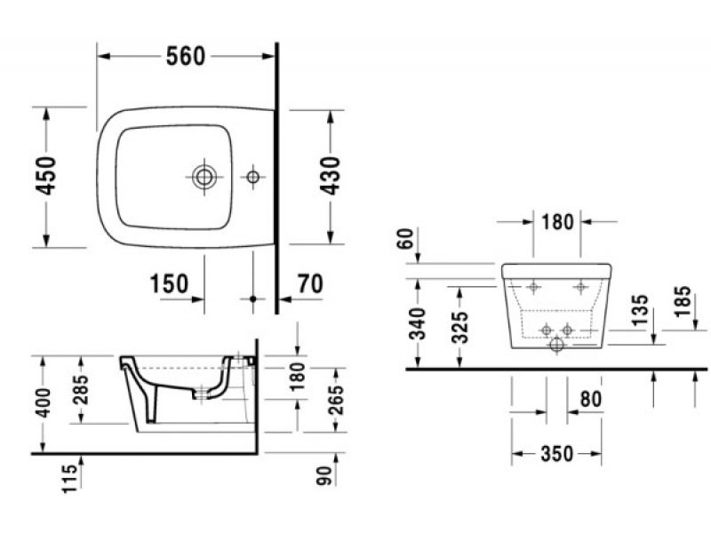 Купить Биде Duravit Esplanade 2266100000 подвесное