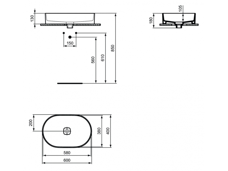 Купить Раковина Ideal Standard Strada II Oval Vessel 60 см, белый, T298101