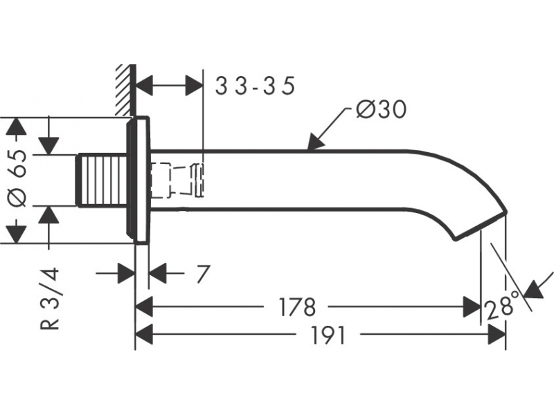 Купить Излив для ванны Axor Uno 38411930, латунь