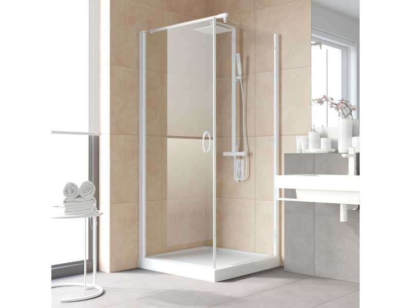 Купить Душевой уголок Vegas Glass EP-Fis Lux, 90 x 80 x 199.5 см, профиль белый, стекло прозрачное