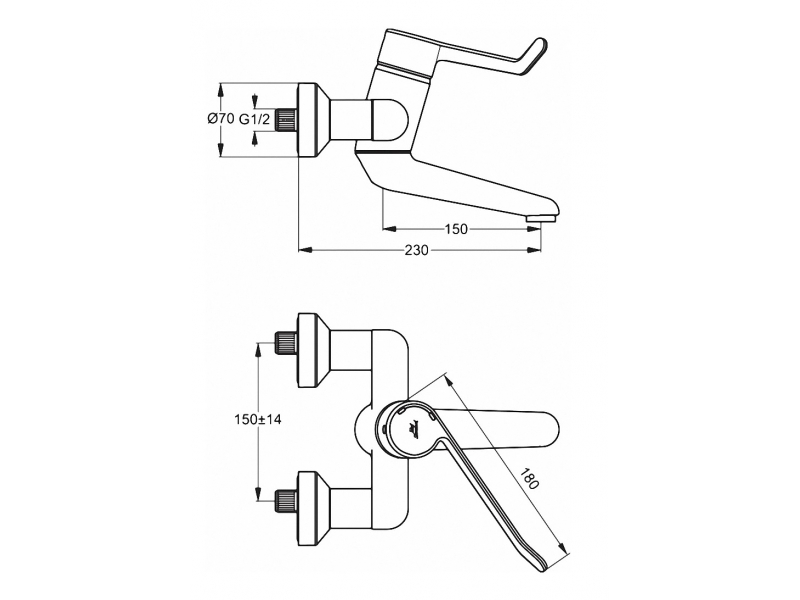 Купить Смеситель Ideal Standard Ceraplus Sequential настенный для раковины, хром, B8222AA