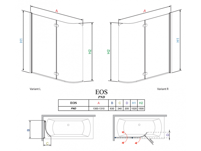 Купить Шторка на ванну Radaway EOS PND 130 L