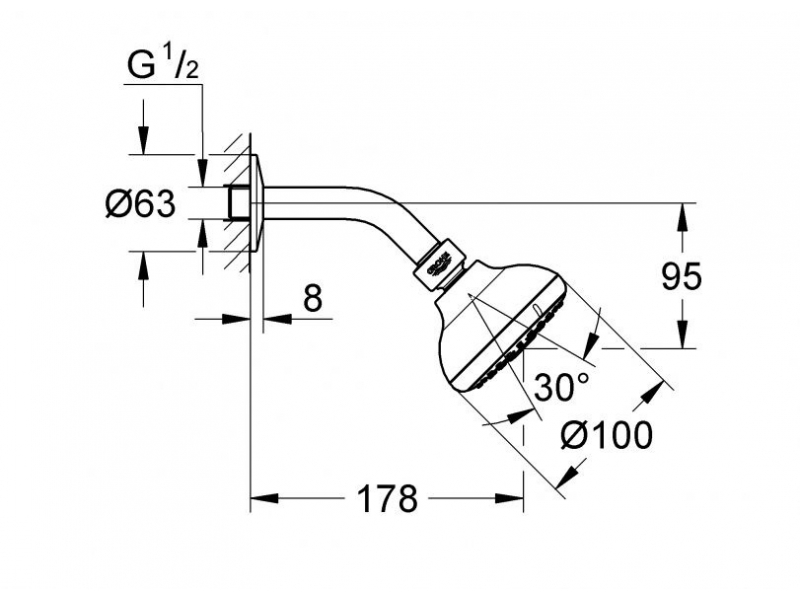 Купить Верхний душ Grohe New Tempesta 100 III 26088001 (26088000), 100х100 мм, 3 режима струи, с держателем