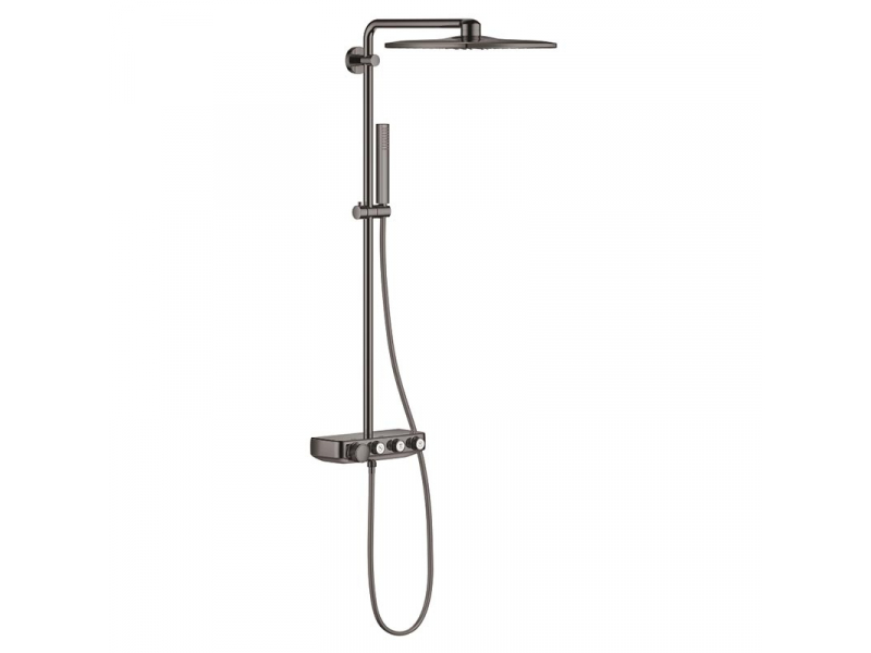 Купить Душевая система с термостатом Grohe Euphoria SmartControl Cube 310 DUO 26508A00, цвет верхнего душа темный графит