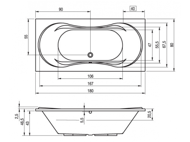 Купить Ванна гидромассажная Riho Supreme 180 x 80 см, FLOW