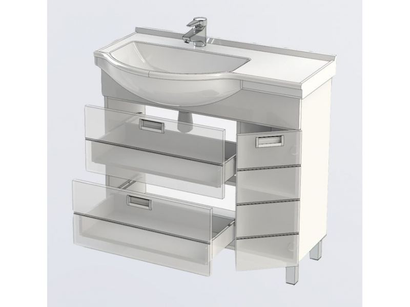 Купить Тумба под раковину Aquanet Сити 90 R (0090B-У) 00181975, цвет белый, правая