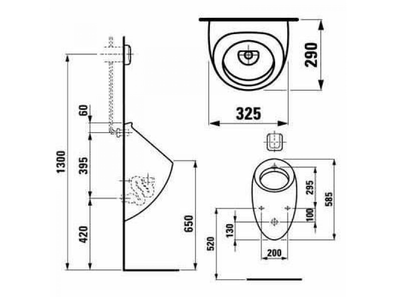 Купить Писсуар Laufen Alessi 8.4097.5.400.000.1 без крышки, без мухи