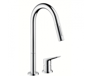 Смеситель для кухни Axor Citterio M 34822800, с выдвижным изливом, нержавеющая сталь