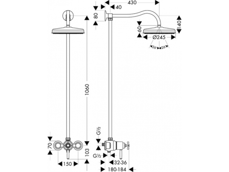 Купить Душевая система AXOR Montreux Showerpipe 16570000
