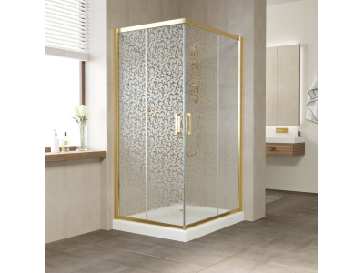 Душевой уголок Vegas Glass Za-F 90 x 80 x 190 см, профиль золото, стекло фея
