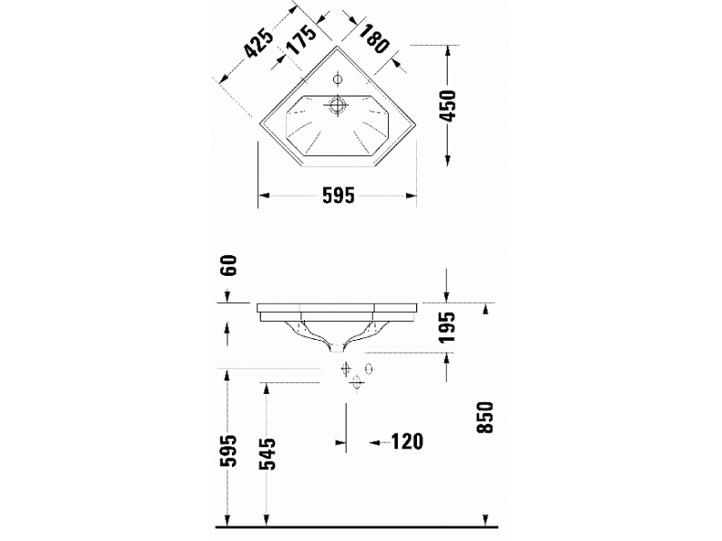 Купить Раковина Duravit 1930 Series 079342 00 00 угловая
