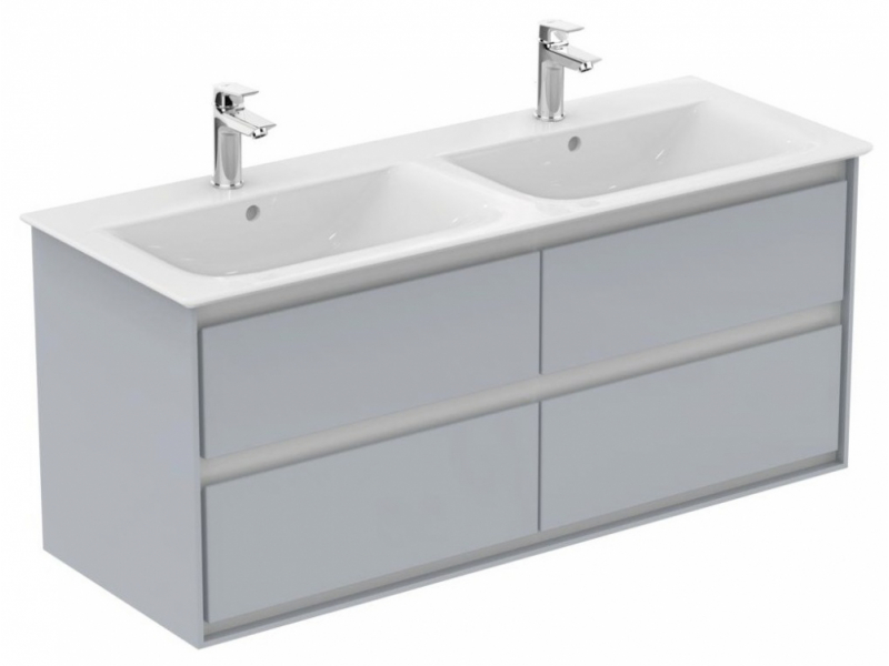 Купить Тумба под раковину Ideal Standard Connect Air 130 см, подвесная, светло-серый глянцевый, белый матовый, E0824EQ