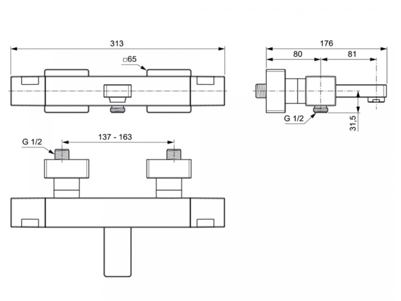 Купить Смеситель Ideal Standard Ceratherm T100 термостатический для ванны и душа, хром, A7538AA