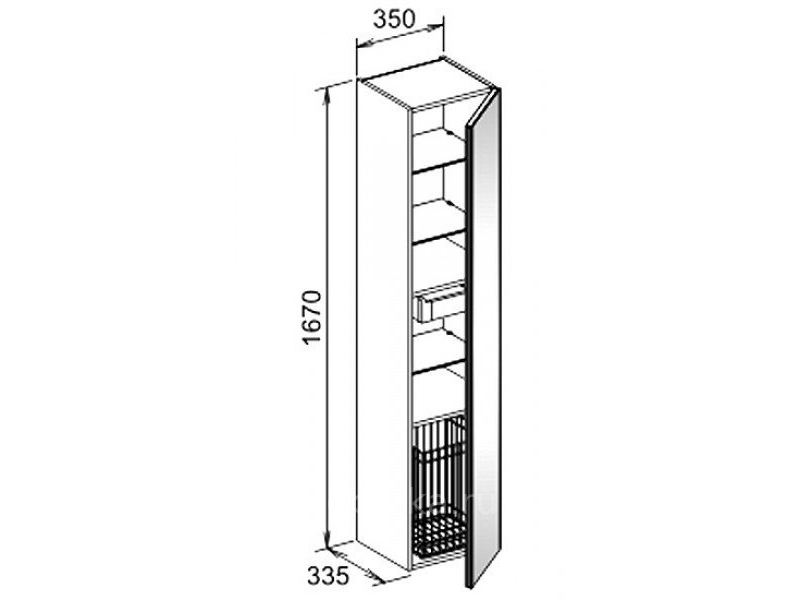 Купить Шкаф-пенал Keuco Royal Reflex New 34031 140002 35x33.5x167 см, с корзиной, фасад трюфель
