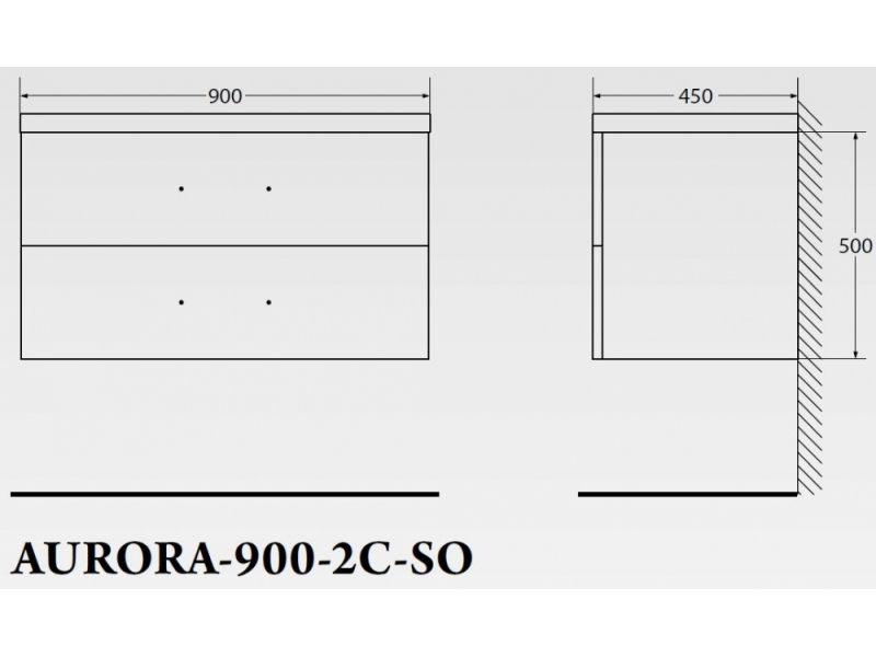 Купить Тумба под раковину BelBagno Aurora AURORA-900-2C-SO-RT подвесная (2 ящ.)
