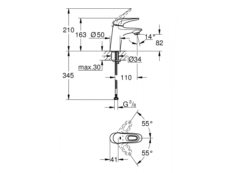 Купить Смеситель для раковины Grohe Eurostyle 32468003, размер S