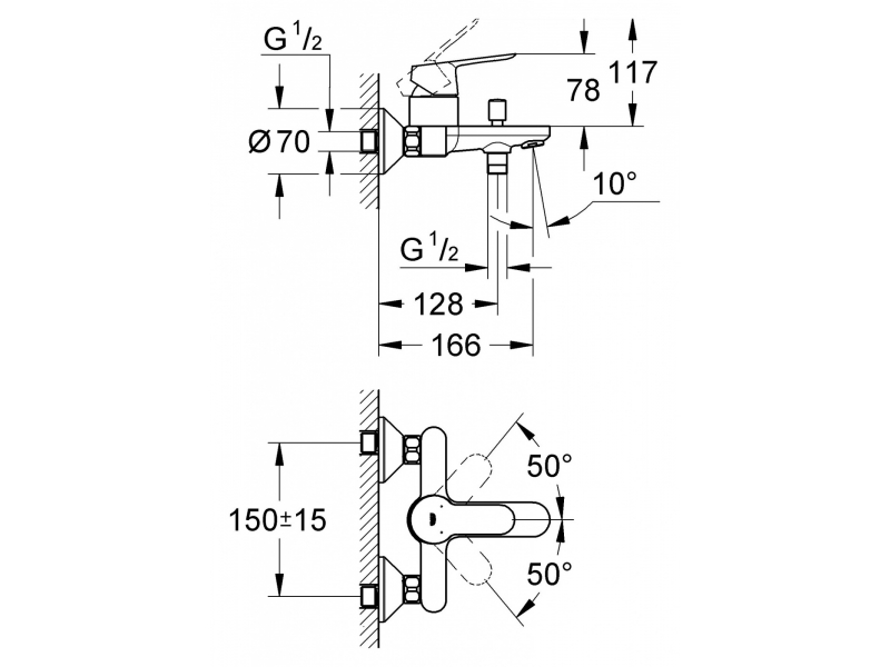Купить Смеситель для ванны Grohe BauEdge 23334000, хром