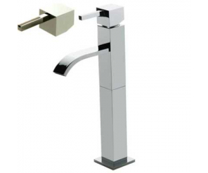 Смеситель Bandini Ice Cube 2 750320SN05LR для раковины, матовый никель/ручка белый дуб