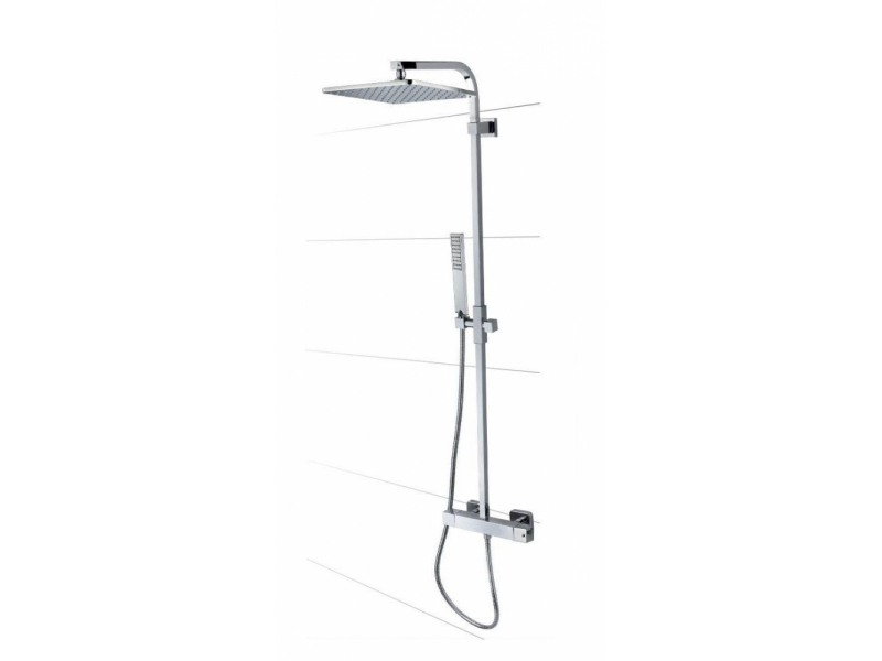 Купить Душевая система Bossini Cosmo L30019.030 с термостатом, верхний душ квадратный