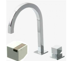 Смеситель Bandini Ice Cube 750720PN01LT для раковины, никель/ручка тик