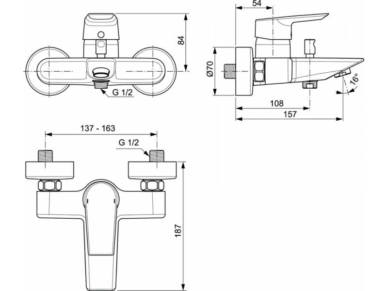 Купить Смеситель для ванны и душа Ideal Standard Tesi A6583AA