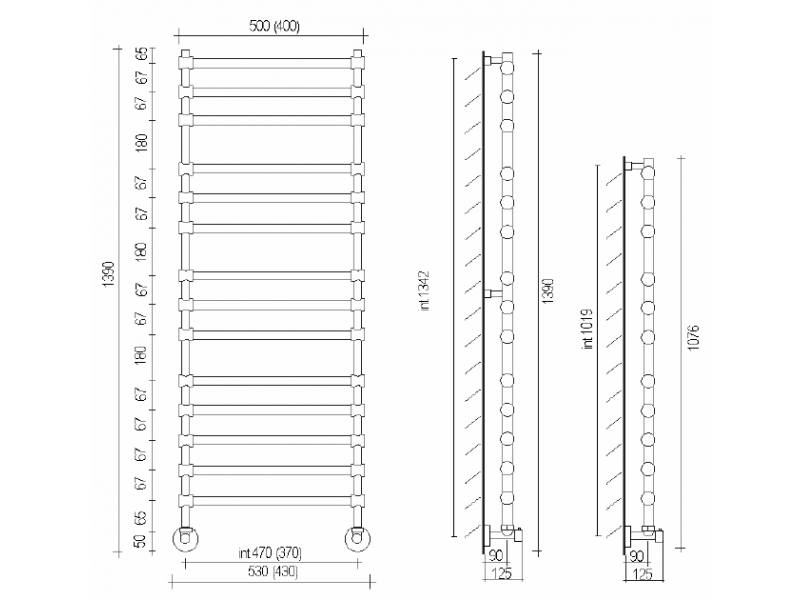 Купить Полотенцесушитель водяной Margaroli Sole 4643711CRP, с полкой, высота 107.6 см, ширина 43 см, хром