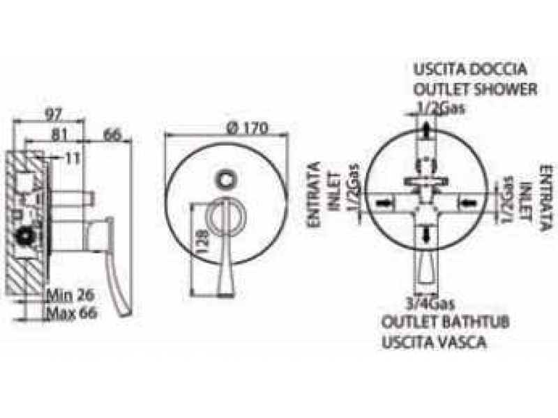 Купить Смеситель Bandini Eden Penta 2846200000 для ванны/душа, хром