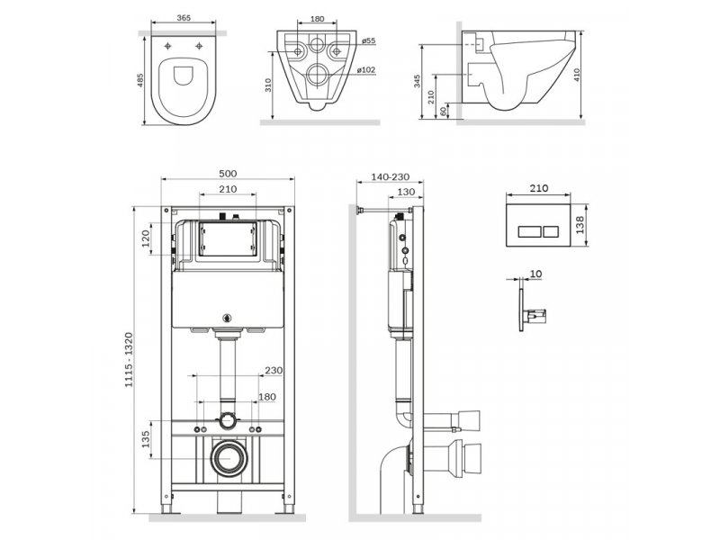 Купить Инсталляция Am.Pm Spirit V2.0, IS47051.701700 с безободковым унитазом Spirit V2.0 FlashClean, клавиша Pro S глянцевый хром, крышка микролифт