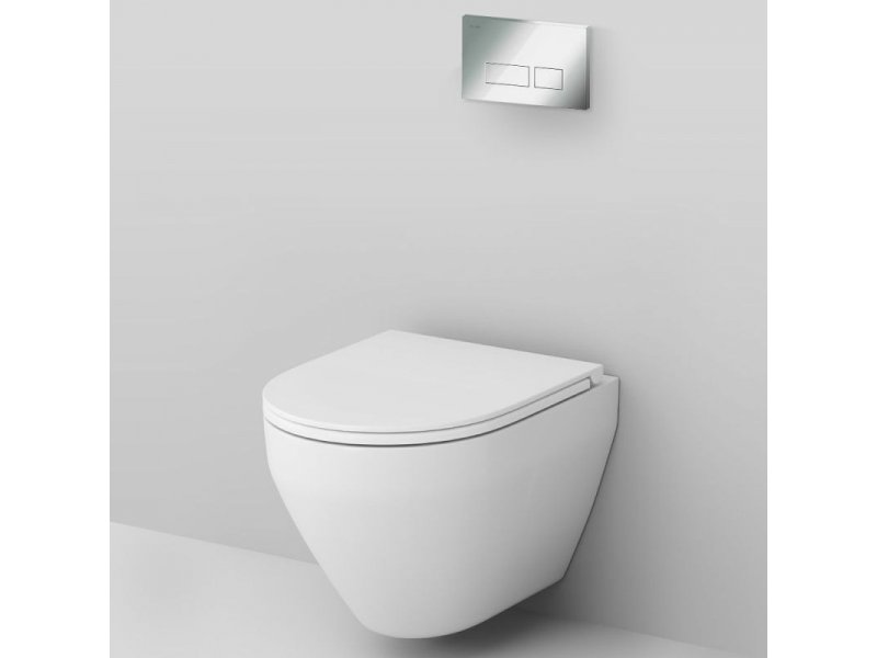 Купить Инсталляция Am.Pm Spirit V2.0, IS47051.701700 с безободковым унитазом Spirit V2.0 FlashClean, клавиша Pro S глянцевый хром, крышка микролифт