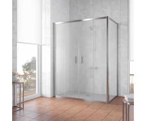 Душевой уголок Vegas Glass Z2P+ZPV, 200 x 80 x 190 см, профиль глянцевый хром, стекло ретро