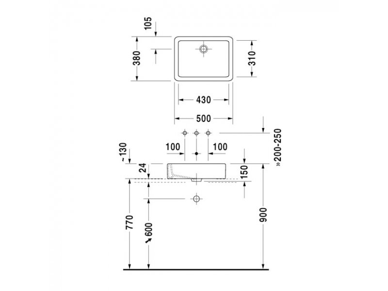 Купить Раковина Duravit Vero 0455500000, без площадки под смеситель, 50*38 см