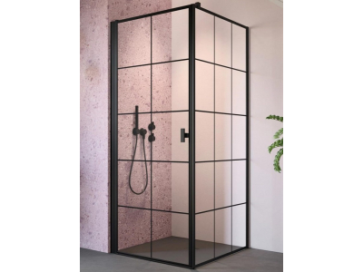 Душевой уголок Radaway Nes 8 Black KDJ I Factory, 90 x 75 см, левая дверь, стекло Factory, профиль черный