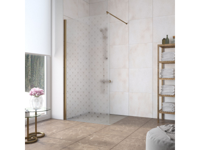 Неподвижная стенка Vegas Glass EAF Lux 86 05 R05, профиль - бронза, стекло – флер-де-лис, 86*199,5 см