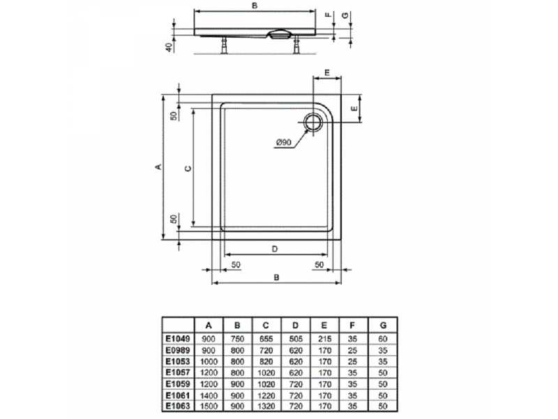 Купить Поддон душевой Ideal Standard Connect Air E106301, 150 х 90 см, акриловый, белый