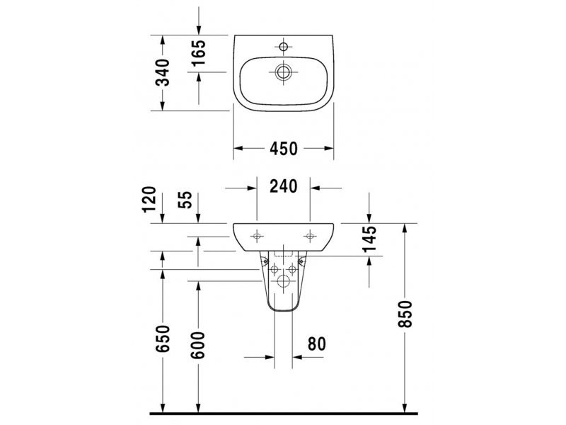 Купить Раковина Duravit D-Code 07054500002, 45*34*h12 см