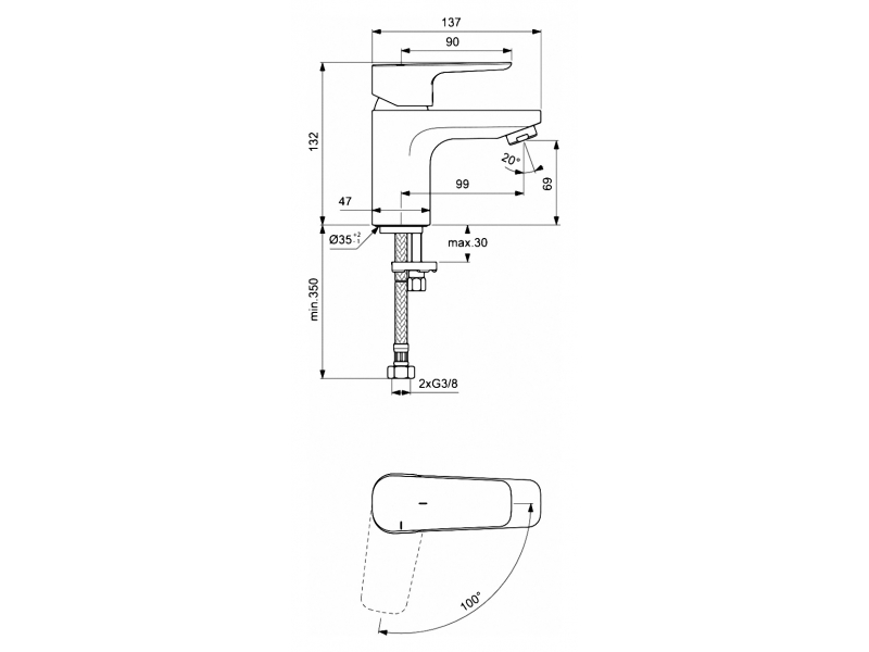 Купить Смеситель Ideal Standard Ceraplan III Slim для раковины, хром, BC565AA