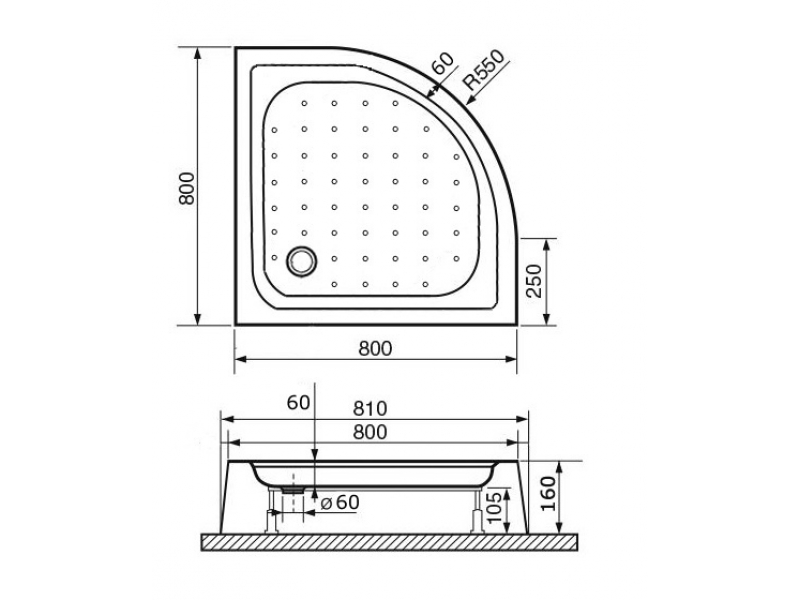 Купить Душевой поддон RGW Lux/TN-P 16180488-41 80 x 80 см акриловый, четверть круга, цвет белый