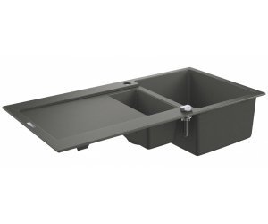 Мойка кухонная из искусственного гранита Grohe K500, 31646AT0, 100 x 50 см, с корзинчатым фильтром и донным клапаном, серый гранит