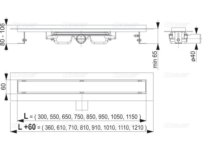 Купить Душевой лоток AlcaPlast APZ106-550 Professional Low