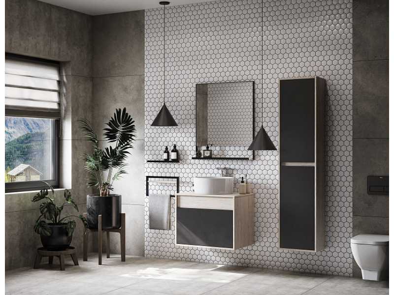 Купить Зеркало Акватон Лофт Урбан 65 см с полкой, дуб орегон, 1A254102LQX50