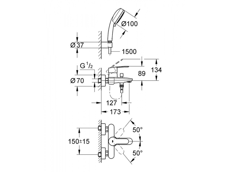 Купить Смеситель Grohe Eurostyle Cosmopolitan 3359220A (33592002) для ванны/душа