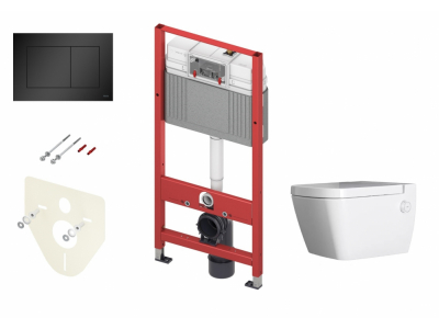 Инсталляция TECE Base K440407.WC2 с безободковым унитазом TECEone с кнопкой смыва TECEnow, черный матовый